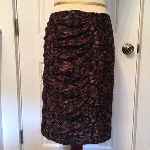 ETCETERA SKIRT PENCIL TEXTURED BROWN BLACK ANIMAL PRINT RUCHED Size 4